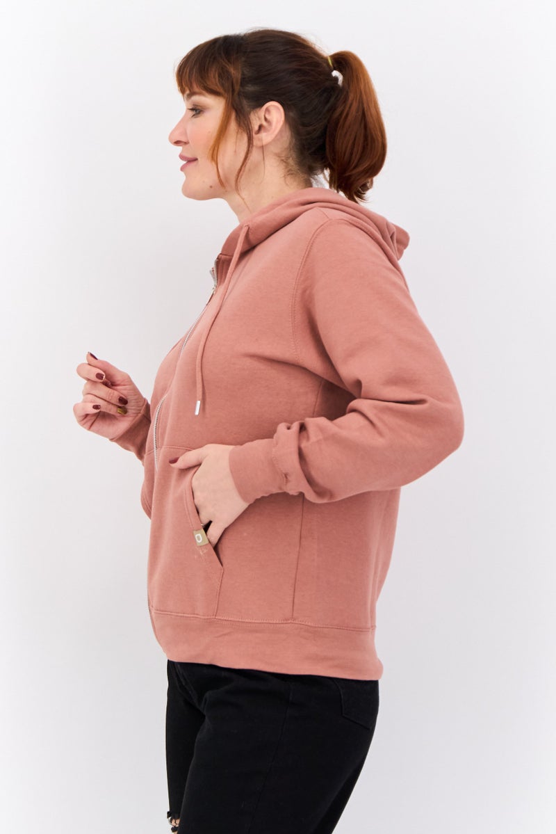 JUICE Women Hooded Plain Sweatshirt,  Dark Pink - Image 2